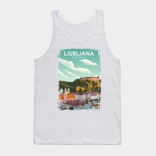 Ljubljana Slovenia Vintage Travel Poster Tank Top